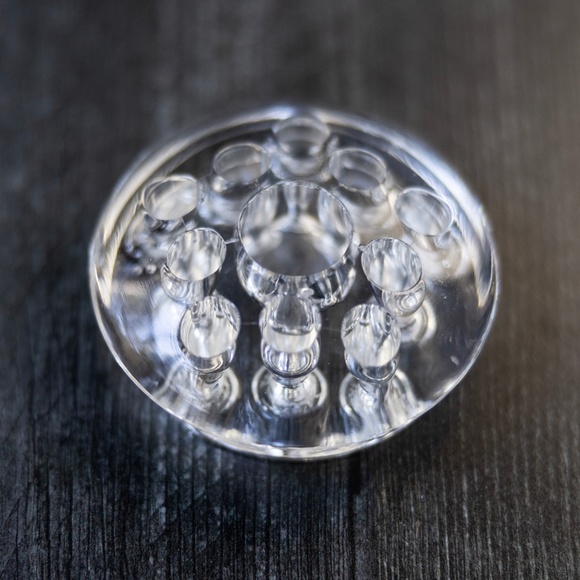 Vintage glass flower frog 11 eleven holes with large center hole - Picture 1 of 6